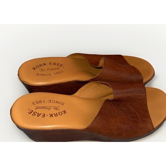 KORK-EASE Tutsi Brown Leather Slide Sandals Size 8 M Vintage - Picture 6 of 8